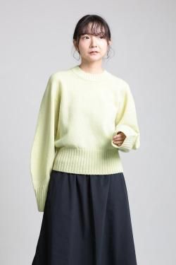 unfil(アンフィル) fine lambs wool crew-neck P/O  lime yellow