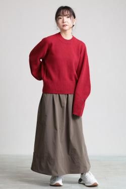 unfil(アンフィル) fine lambs wool crew-neck P/O  red