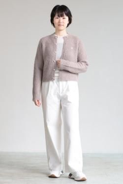 Gymphlex(ジムフレックス) シャギーニット ショートカーディガン  TAUPE