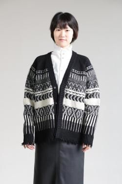 SIWALY fluid(꡼ե륤) UNISEXJacquard Knit Cardigan  black