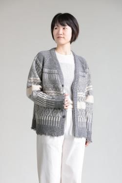 SIWALY fluid(꡼ե륤) UNISEXJacquard Knit Cardigan  gray