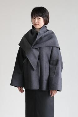 CEaRET FROM araara(å) Triangle-stole Dolman Coat  charcoalgray