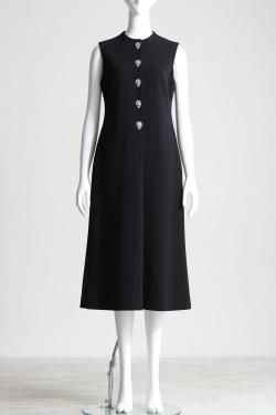 Mame Kurogouchi(マメ) Acetate Polyester Embroidered Buttonholes Sleeveless Dress