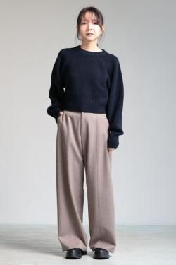 unfil(ե) woolen cotton & ex.fine lambs wool ribbed-knit P/O  black navy