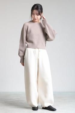 unfil(ե) woolen cotton & ex.fine lambs wool ribbed-knit P/O  mocha
