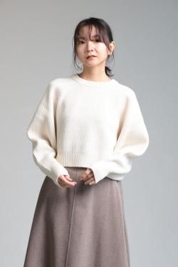 unfil(ե) woolen cotton & ex.fine lambs wool ribbed-knit P/O  off white