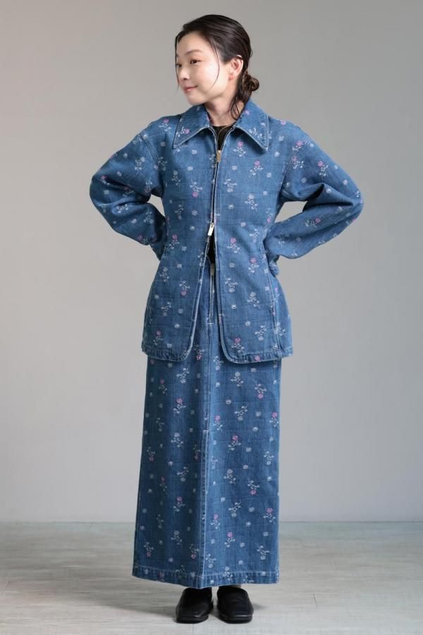 Mame Kurogouchi(マメ) Floral Jacquard Denim Jacket - YAMAROKU