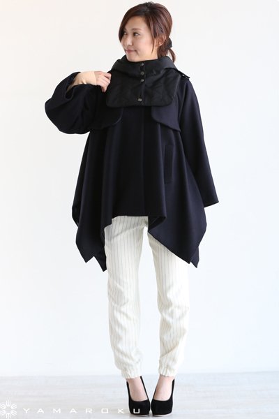 Muller Of Yoshiokubo ミュラーオブヨシオクボ Combination Hood Cape Dark Navy Muller Of Yoshiokubo ミューラーオブヨシオクボ