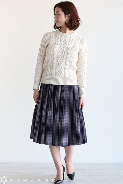 beautiful people（ビューティフルピープル）indigo check pleated