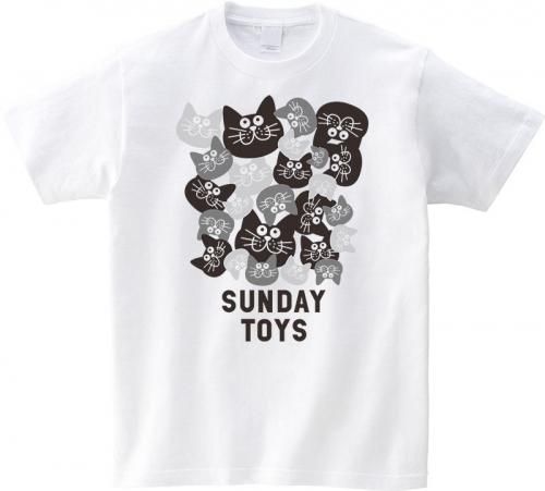 SUNDAY TOYS 猫だらけヘビーウェイト半袖Tシャツ-鎌倉の小さなＴシャツ