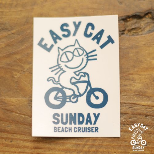 EASY CAT 自転車に乗ったネコ イージーキャット ステッカー-鎌倉の小さなＴシャツとバッグの ブランド ”SUNDAY BEACH  CRUISER”サンデービーチクルーザーオフィシャルサイト