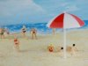HOゲージ　海水浴ビーチセット　カラーパラソル2本・水着の人々10人・ビーチシート付き　