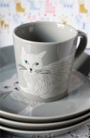 松尾ミユキデザイン 白ネコマグカップ＆白ネコプレート
