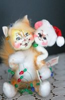 【 Annalee 】クリスマスキャット2006  ネコとネズミ｜ワイヤー入りぬいぐるみ