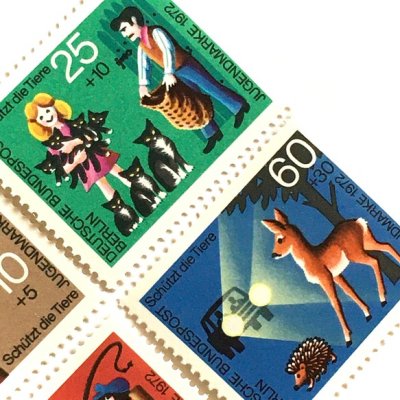 動物保護•動物愛護の切手4種セット（未使用外国切手・未使用古切手