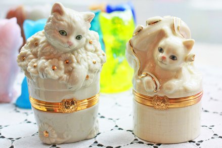 証明書付属 LENOX レノックス ペルシャ猫 陶器 置物 キャット しがなかっ 24K帽子