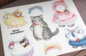 【 Kitty Cucumber's 】ネコのペーパードールポストカード｜デッドストック（未使用ヴィンテージポストカード）