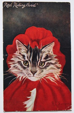アンティークポストカード｜G. L. Barnes ( G.L. バーンズ ) 猫の赤ずきんちゃん 