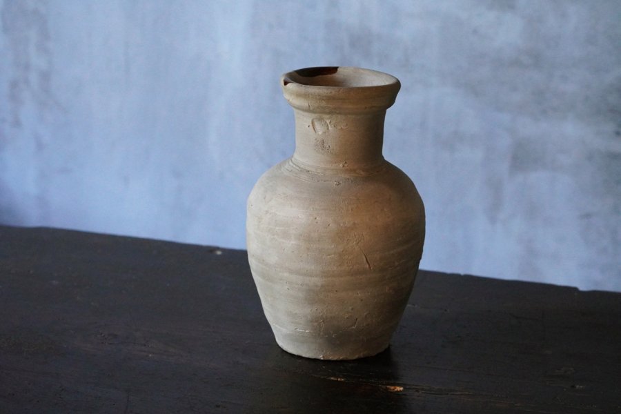 南蛮 素焼 筒型 華瓶 壺 花器 古美術 古道具 アンティーク-