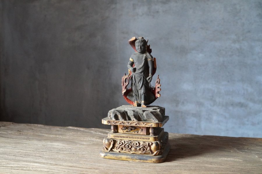 仏教美術　古銅　不動明王　仏像　置物　V　R5243