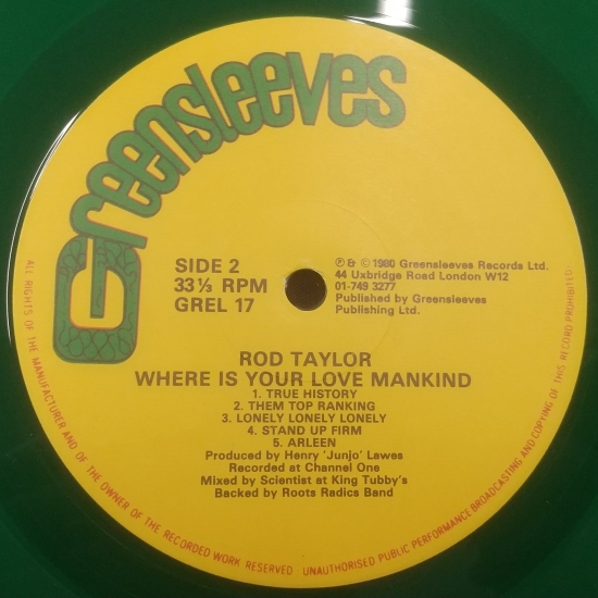 Rod Taylor / Where Is Your Love Mankind - 西新宿レゲエショップ