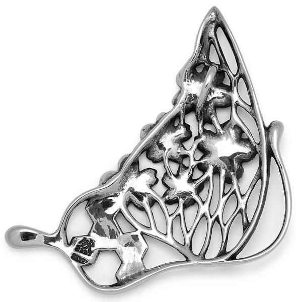 ◆エリス◆シルバー　和柄　和装　高級ハンドバッグ 和柄シルバーアクセサリー 然 / 獅子奮迅 ペンダント : BLACK