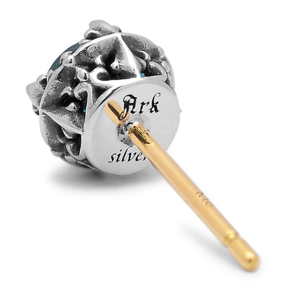 Ark silver accessories / アークシルバーアクセサリーズ　ロイヤルクラウンピアス　ブルートパーズ　ARKP-0029BTSV