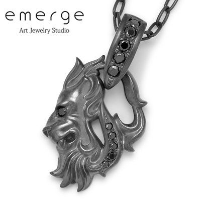 emerge / エマージュ　ハーフライオンペンダント　ブラック - BLACK BARTS / ブラックバーツ　池袋  シルバーアクセサリーセレクトショップ