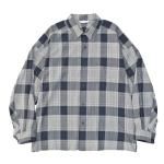 RAYON CHECK BIG SHIRTS / NAVY