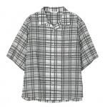 OPEN COLLAR CHECK SHIRT / WHITE