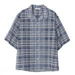 OPEN COLLAR CHECK SHIRT / SAX