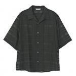 OPEN COLLAR CHECK SHIRT / BLACK