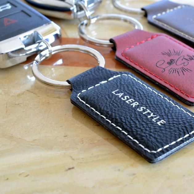 シンセティックレザーキーホルダー スクエア - レーザー加工用