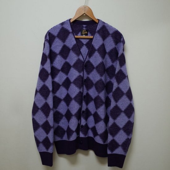 NEEDLES( ニードルズ）|V Neck Cardigan - Checkered -Purple 