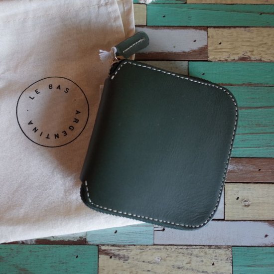 LE_BAS(ル バス)|SQUARED ZIP WALLET-GREEN - BEVERLY HILLS CHICKEN