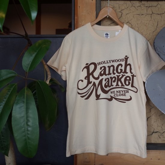 HOLLYWOOD RANCH MARKET （ハリウッドランチマーケット)|オールドスクエアロゴ Tシャツ-NATURAL - BEVERLY  HILLS CHICKEN