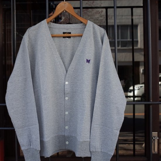 NEEDLES( ニードルズ）|V NECK CARDIGAN - C/PE SUCKER JERSEY-H.GREY 