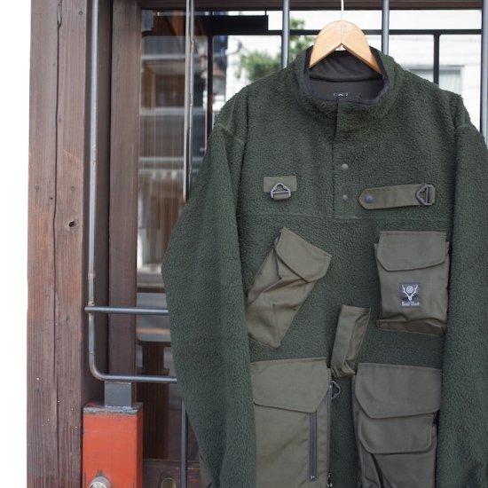 South2West8（サウスツーウエストエイト)|Tenkara Trout Pullover Jacket - Poly Fleece-GREEN  - BEVERLY HILLS CHICKEN