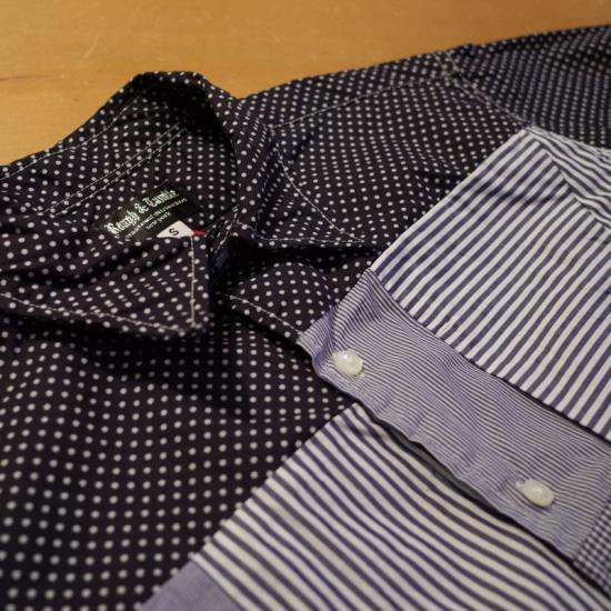 Rough&Tumble(ラフアンドタンブル)|BLOCK SHIRT-POLKA DOT-NAVY