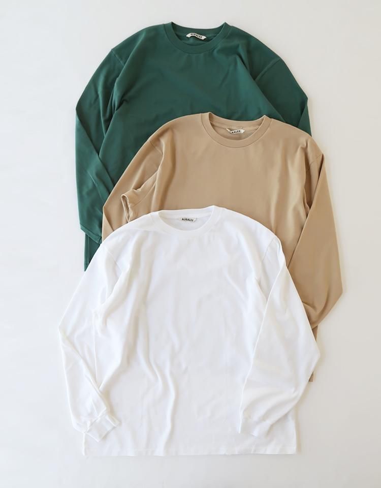 AURALEE LUSTER PLAITING L/S TEE | hartwellspremium.com