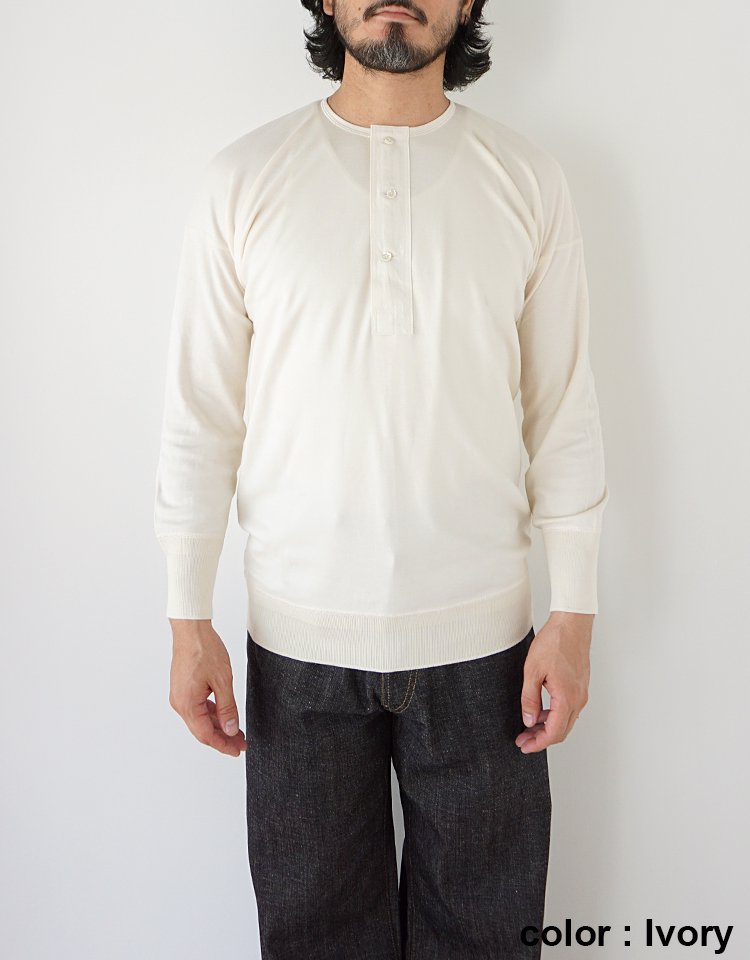 【Olde Homesteader】US001 Henley Neck Long Sleeve - INTERLOCK｜kink online shop