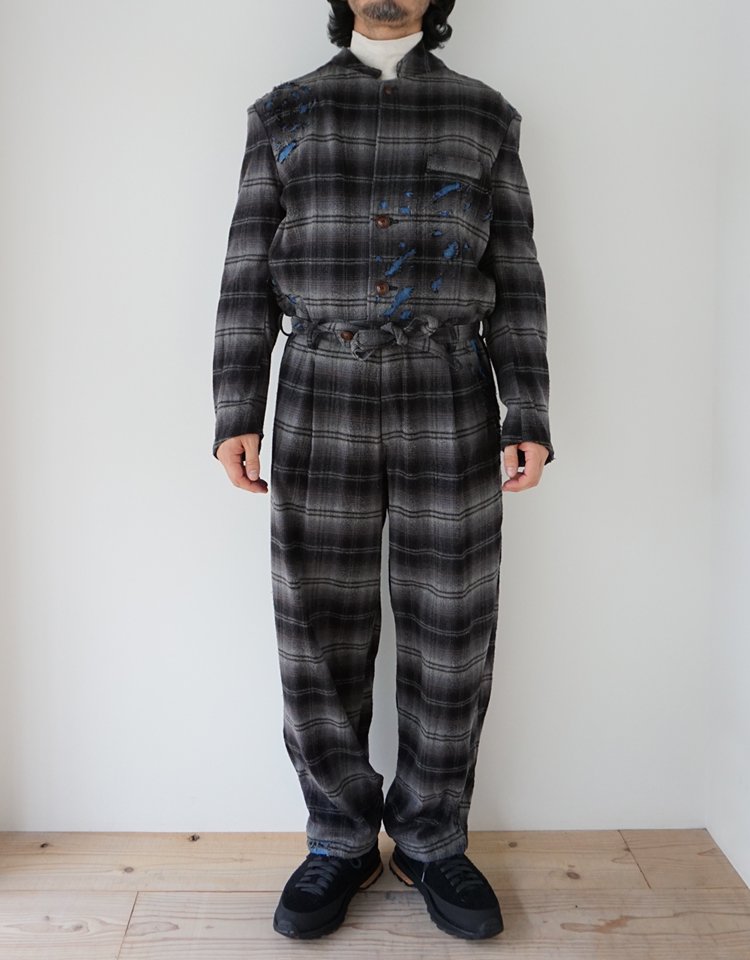 KHOKI Ripped silk flannel jumpsuits - パンツ