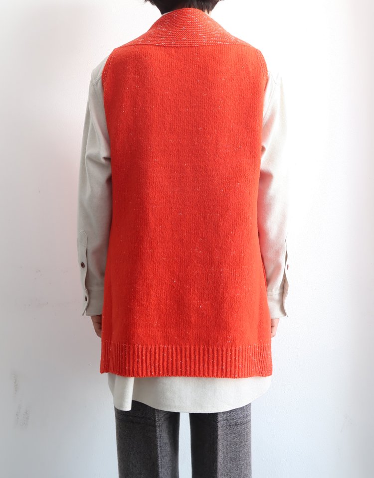 IRENISA】 SIDE SLIT KNIT VEST - Red Orange / IH-22FW-K004｜kink