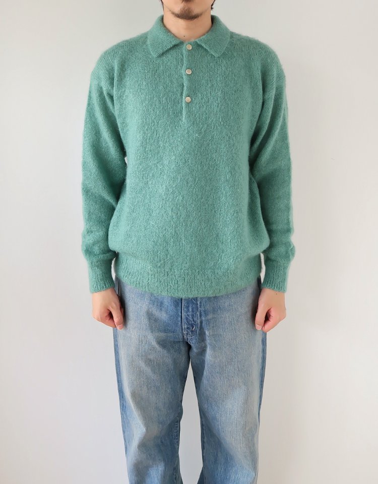 BRUSHED SUPER KID MOHAIR KNIT POLO - ニット/セーター