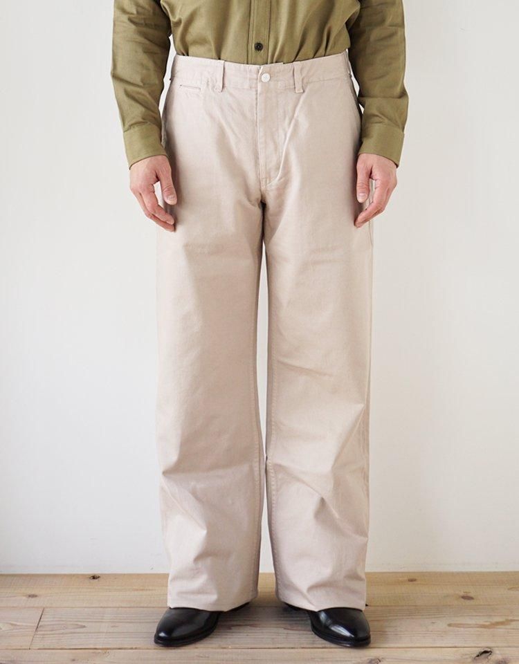 Husbands Paris High-Waisted Chino サイズ32 WIDE HIGH-WAISTED CHINO IN COTTON DRILL - KHAKI | HUSBANDS