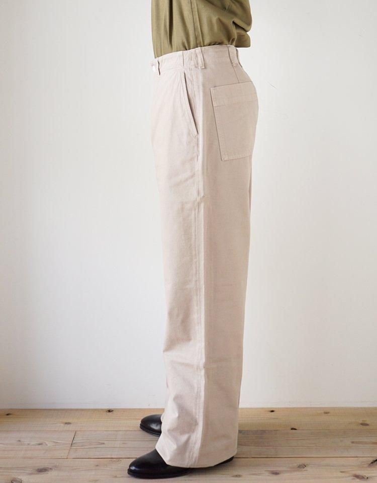 HUSBANDS】WIDE HIGH-WAISTED CHINO - Cotton drill｜kink