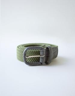 Rubber Mesh Belt - Crocodile Wrapped Buckle