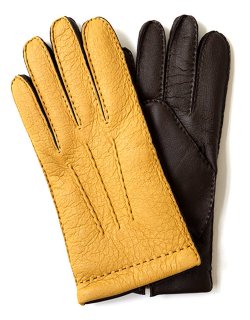 Peccary Leather Touchscreen Gloves - Cashmere Lining 