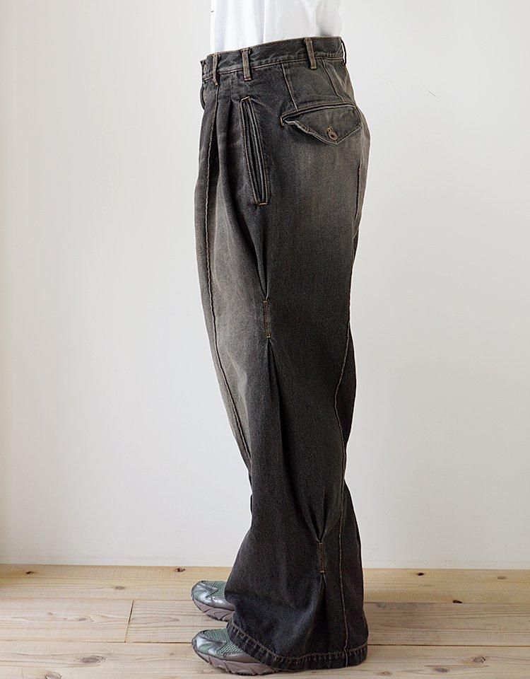 KHOKI Pleat-Design Denim Pant ブラック 2 KHOKI （コッキ）Pleat-design denim pants - 通販 – process