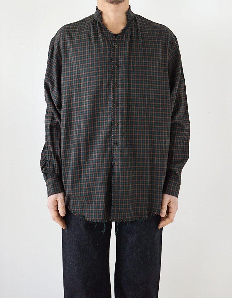 トップス BLACKBIRD Ex Cut Off Collar Shirt Check BLACKBIRD cut off collar shirt check – RASSEMBLE